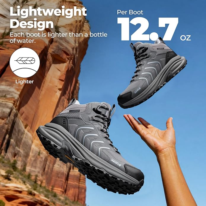 NORTIV 8 Women‘s Hiking Boots Waterproof Lightweight Outdoor Trekking Non Slip Comfortable Camping Ankle Breathable Everyday Boot Armadillo FieldLite
