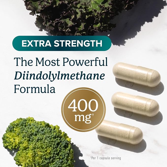 DIM Supplement 400MG Extra Strength | Hormone Balance for Men and Women | Menopause, Acne, Hot Flashes Relief, Prostate & Antioxidant Support | Third-Party Tested, Soy-Free, Gluten-Free | 90 Ct.