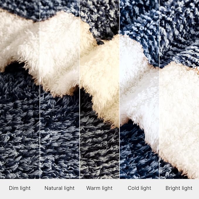 Soft Twin Blanket for Bed-Cozy Warm Reversible Knitted Blankets | Lightweight Fluffy Decor for Women, Mom, Her & Girls, Sofa, Chair, Couch, 60x80in, Cationic Dyeing Navy Blue