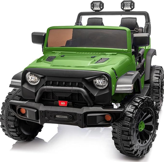 Outfunny 2 Seater Ride on Car Toy, 24V 4WD Electric Car for Kids 4-8 with Remote Control, 4x200W Motors, Capacity 150 lb - Army Green
