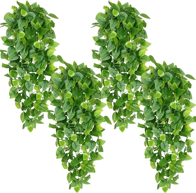 Waipfaru Fake Hanging Plants, 8Pcs Faux Ivy Pothos Vines Greenery | UV Resistant Faux Outdoor Plants Ivy Vines for Modern Boho Patio Outdoor Indoor Party Wall Porch Gazebo Aesthetic Decor