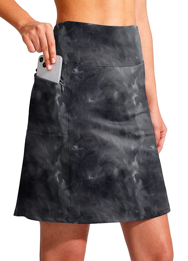 19" Ruffled Golf Skirts for Women | 3 Zipper Pockets, Knee Length, High Waisted, Long Skorts for Athletic, Casual, Tennis, Pickleball