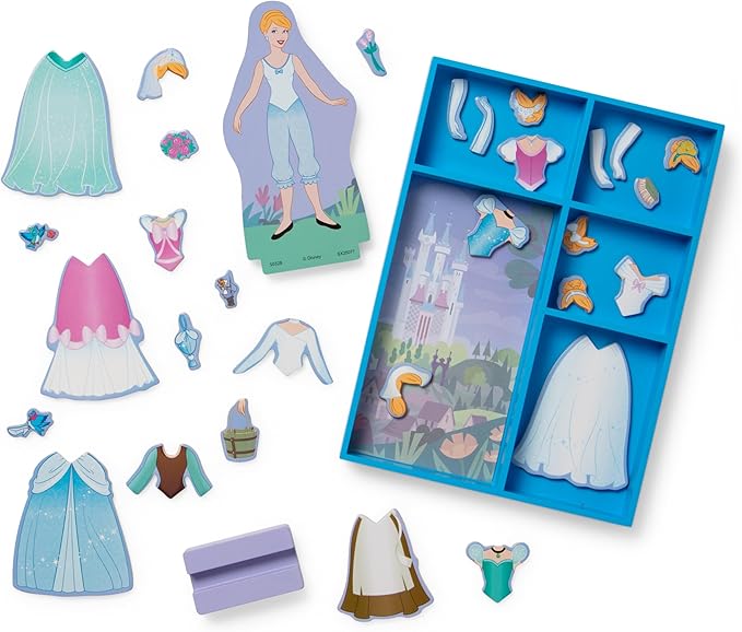 Melissa & Doug Disney Princess Cinderella Magnetic Dress-Up Wooden Doll Pretend Play Set (30+ pcs)