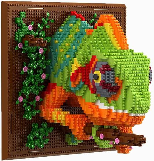 Chameleon Animal 3D Wall Art Micro Mini Building Blocks Set for Adults, Unique Home Wall Decor or Table Display, No Compatible with Lego, Ideal Birthday Toy for Kids Teens (2688 PCS)