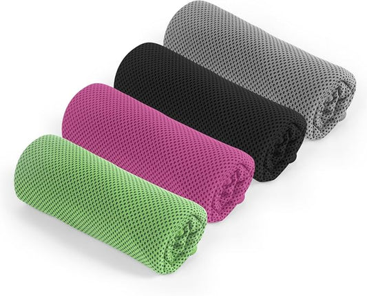 4 Pack Cooling Towels for Face Neck,Sweat Absorbent Cool Towel for Gym Fitness Tennis Yoga Camping Running(4 Pack-03)