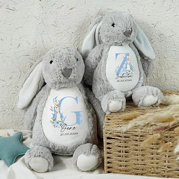 Custom Plush Bunny Keepsake Toy Hold Me Close Worry Hug Rabbit Personalized Stuffed Animal Doll Baby Shower Birthday Gift