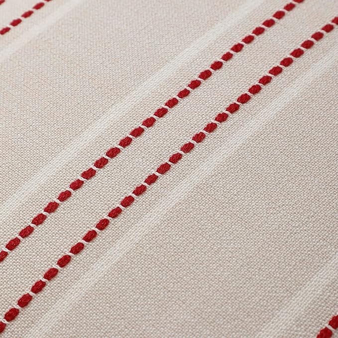 Hckot Christmas Throw Pillow Covers 22x22 Set of 2 Xmas Decor Pillows Red | Textured Striped, Xmas Decorations, Winter Holiday Decorative Pillow Covers, Sofa Living Room Farmhouse Decor