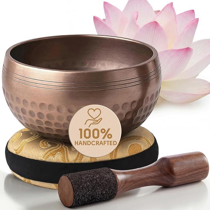 Silent Mind Tibetan Singing Bowl Set – Easy to Play & Beginner Friendly Meditation Bowl with Cushion & Mallet | Stress Relief & Mindfulness | Gift-Ready