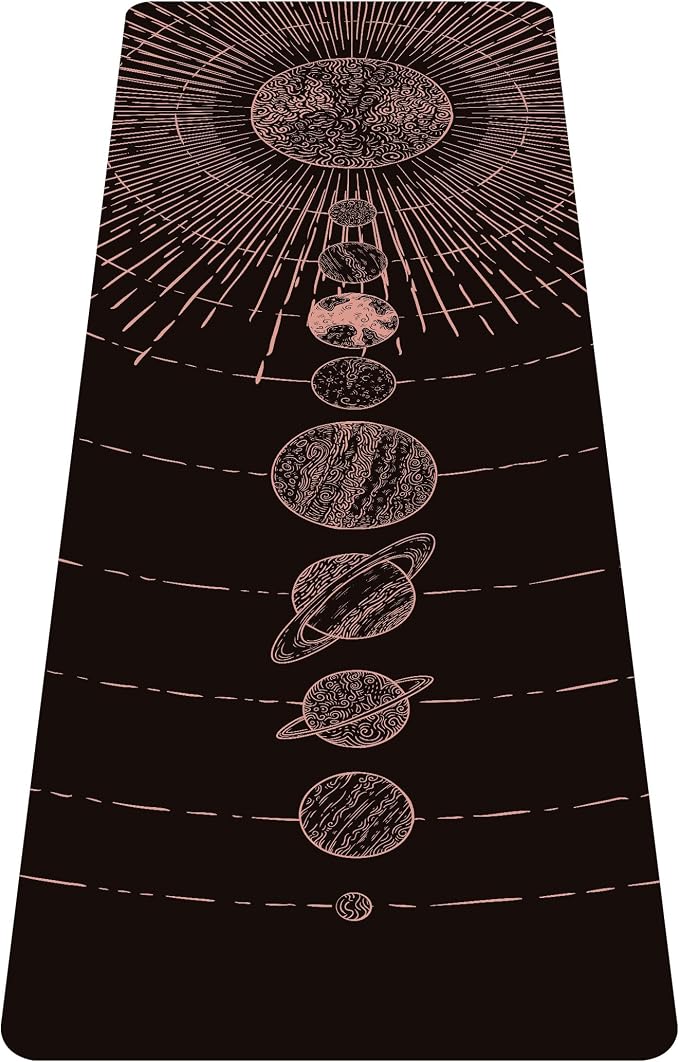 nuveti Printed Travel Yoga Mat-1/16 Inch Thick Non Slip Fitness Workout Mat with Carrying Bag, Foldable Lightweight Suede & Natural Rubber Yoga Mat for Yoga Pilates and Fitness 72" L x 24" W x 1.5mm
