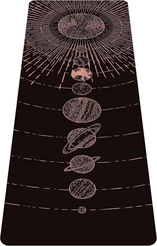 nuveti Printed Travel Yoga Mat-1/16 Inch Thick Non Slip Fitness Workout Mat with Carrying Bag, Foldable Lightweight Suede & Natural Rubber Yoga Mat for Yoga Pilates and Fitness 72" L x 24" W x 1.5mm