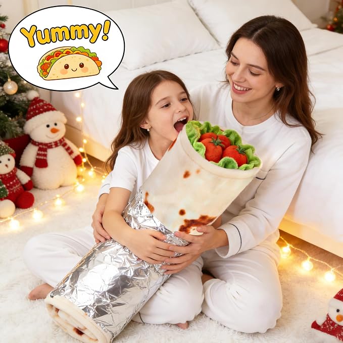 SeaRoomy Burrito Tortilla Blanket, Funny Food Throw Blanket, Round 47inches | White Elephant Gifts, Gag Gifts For Teen Boys & Girls, Novelty Christmas Birthday Presents, Double Sided, Soft Flannel