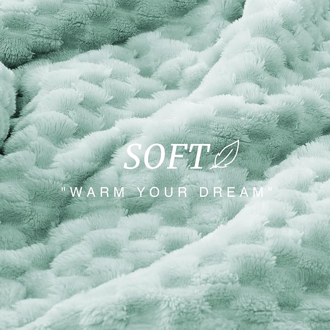 EXQ Home Gentle Soft Fleece Throw Blanket – Cozy Lightweight 3D Imitation Turtle Shell Jacquard Blanket for Couch Bed – All-Season Warm Fuzzy Flannel Blanket for Women Mom Her Gifts(60"x80",Aqua)