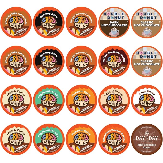 Perfect Samplers Hot Chocolate Pods Variety Pack Sampler, Hot Cocoa Single Serve Cups for Keurig K Cup Brewers, 20 Count