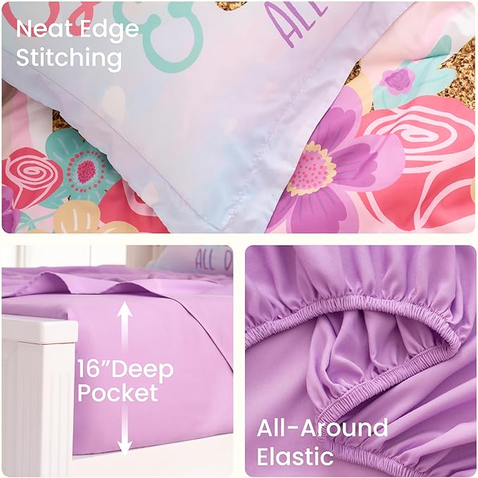 Joiedomi Kid Twin Comforter Set 5 Piece Unicorn Bedding Set for Boys Girls Super Soft Microfiber Bed in a Bag with Comforter Sheets Pillowcase Sham
