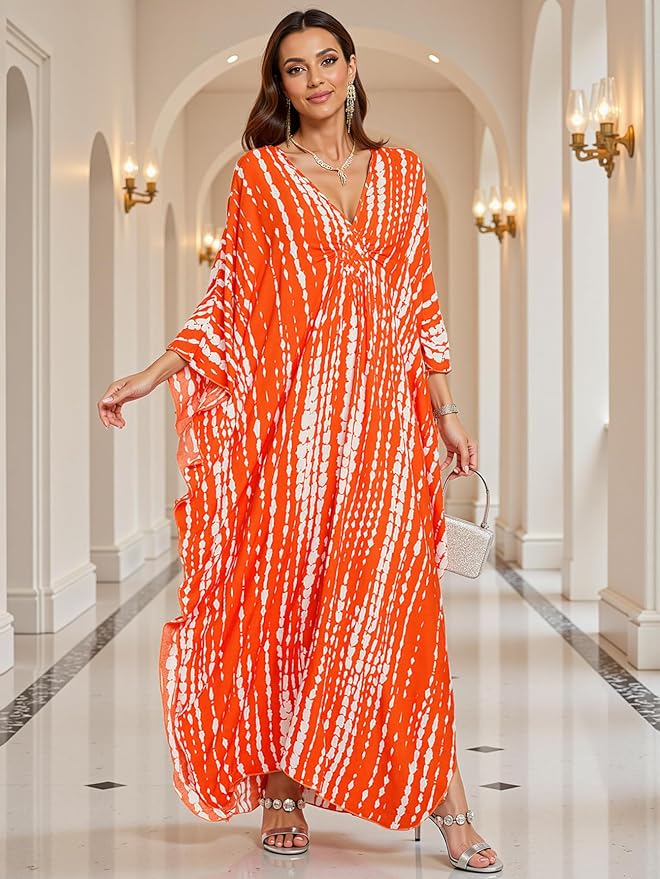 Mumu Dresses for Women Plus Size, Bohemian Kaftan Beach Cover Up Long Maxi Nightgown Soft Loungewear