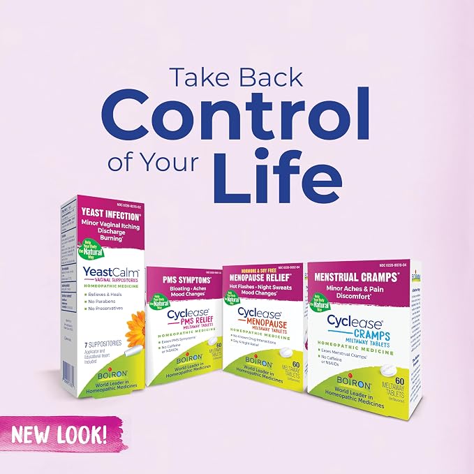 Boiron YeastCalm Homeopathic Suppositories for Yeast Infections, Burning, Discharge, and Minor Vaginal Itching - 7 Count