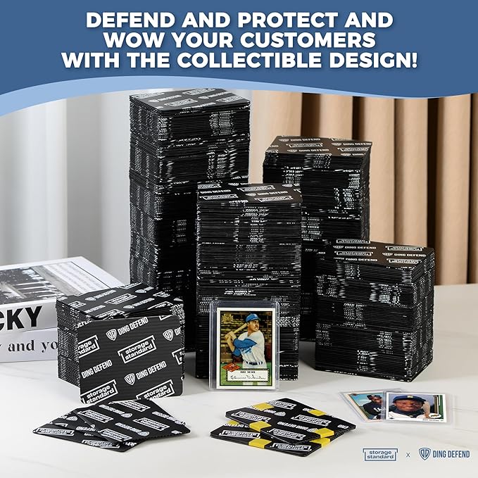 Ding Defend 510-Pack Trading Card Protector Shipping - 3.5 x 4.5 Inch Black Hobby Card Shipping Supplies w/Rounded Corners, Lightweight & Reusable for Raw Top Loaders, Semi-Rigids, Team Bags
