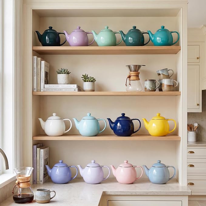 Sweese Porcelain Teapot 27 oz with Infuser for Loose Leaf Tea, Dusty Blue