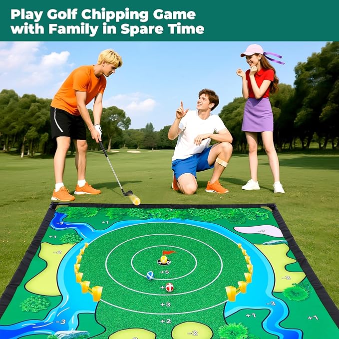 Chipping Golf Game Set, Golf Game, Balls x 40, The Original Portable Golf Game for Chipping Practice for Family Golfers (Free Adjustable Golf Club)