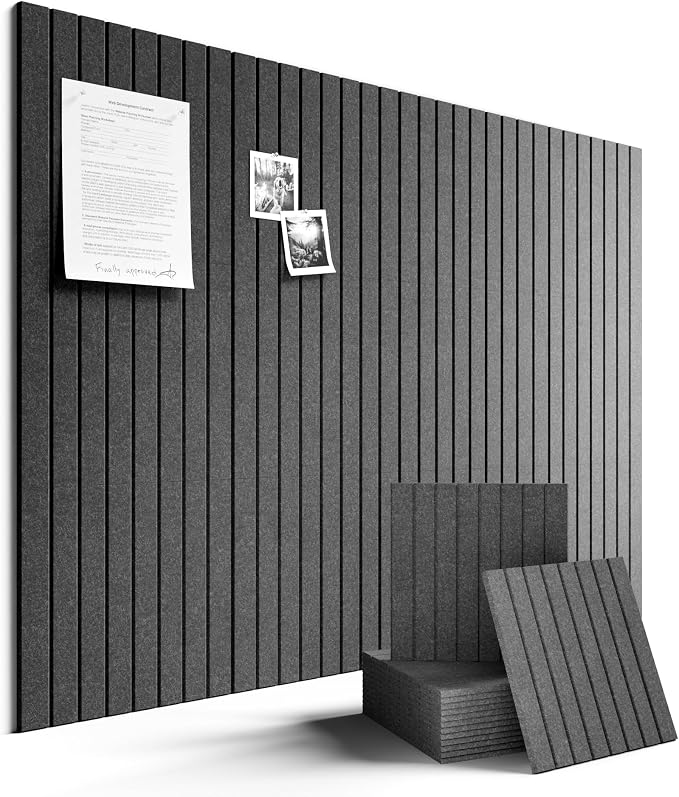 Fluxynara 48" x 36" Large Felt Bulletin Board, Charcoal Gray | 12 Pack Cork Board Alternative with 60 Safe Adhesive Tabs, Pin Boards for Wall Decor, Home, Office, Classroom,Dorm