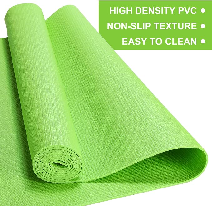3 mm Thin Yoga Mats Bulk, Lightweight PVC Exercise Mats Non Slip Workout Fitness Pads for Yoga Pilates Stretching Classes Gym Home Studio, Easy to Clean