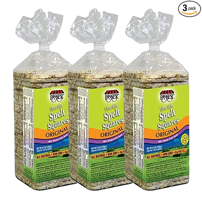 Only Kosher Candy Ultra Thin Whole Spelt Cakes Squares, (Pack of 3)
