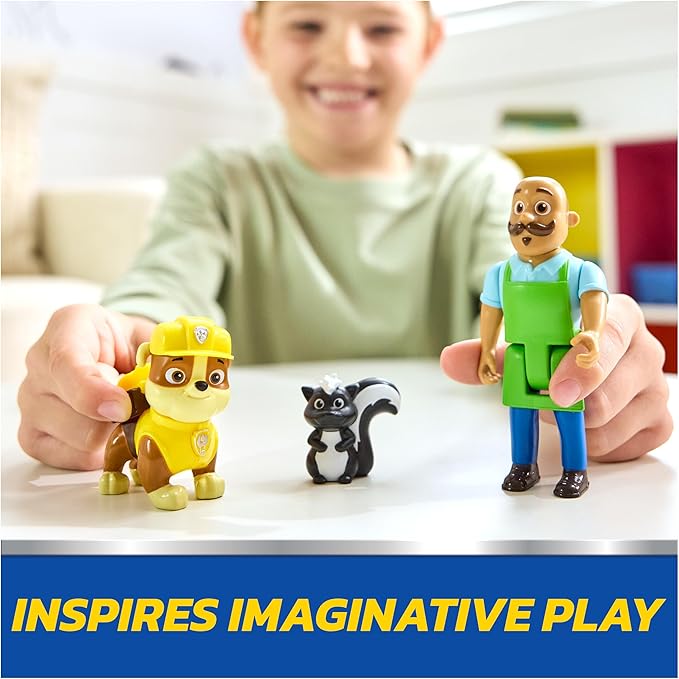 Paw Patrol Rubble & Mr. Porter Figure Pack with Skunk Toy Figure, Kids Toys for Boys & Girls Ages 3 and Up