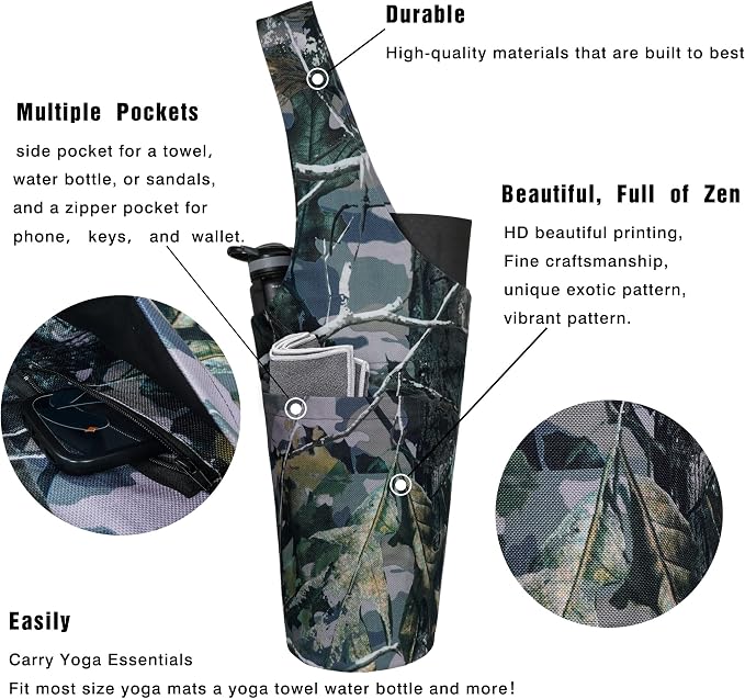 Yoga Mat Bag - Long Tote with Pockets - Holds More Yoga Accessories - Yoga Bag Fit Most Size Mats - Yoga Mat Carrier