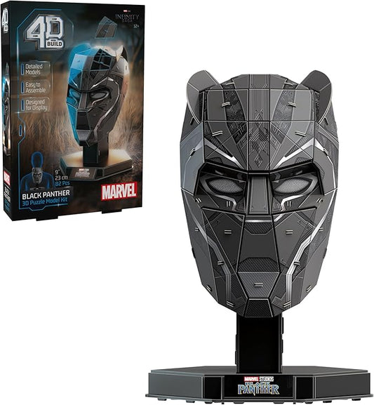 4D Build, Marvel Black Panther 3D Puzzle Model Kit with Stand 82 Pcs | Wakanda Forever Black Panther Desk Decor | 3D Puzzles for Adults & Teens 12+