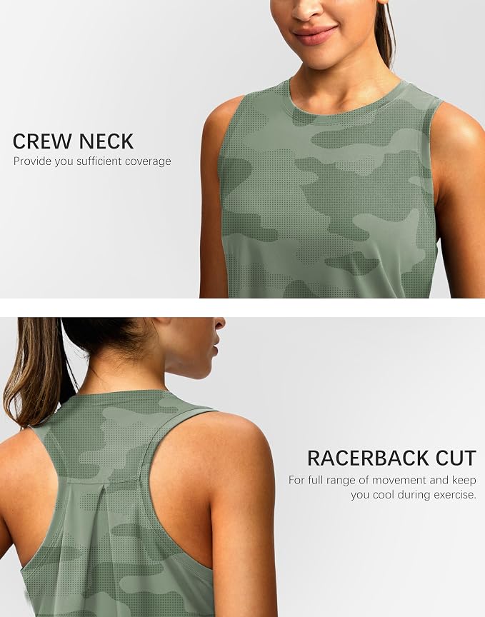 Women's Workout Tops Racerback Athletic Tank Tops Sleeveless Loose Fit Yoga Running Gym Shirts for Women