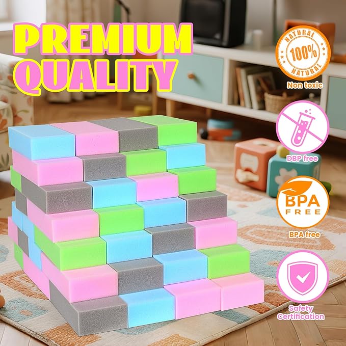24PCS Foam Building Soft Blocks Soft Stacking Blocks Set for Kids,8" x 4" x 2" Protective Gymnastics Blocks Colorful Foam Bricks for Sensory Play