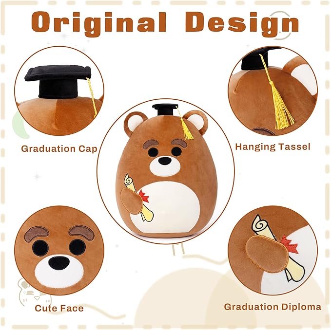 Graduation Gifts,Grad Bear Stuffed Animals Plush with Mini Graduation Cap, Gifts for Preschool, Kindergarten, Elementary, High School