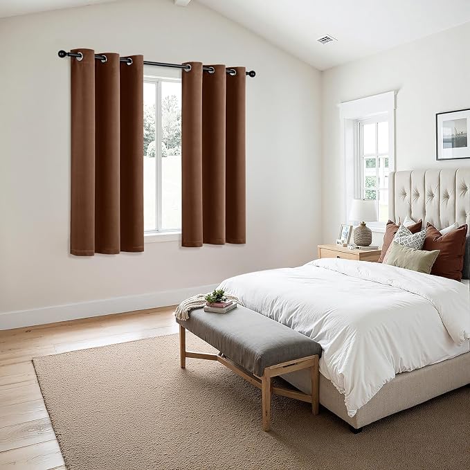 MIULEE Blackout Curtains for Bedroom 2 Panels 40 x 63 Inch Long Mocha Brown | Thermal Insulated, Living Room Darkening Grommet Drapes, Noise Reducing, Light Blocking Window Treatments