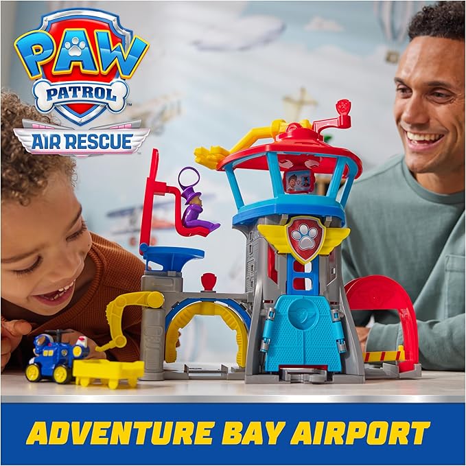 Paw Patrol: Air Rescue, Pup Squad Adventure Bay Airport Playset, with Chase Toy Car Vehicle Launcher, Kids Toys for Boys and Girls 3+
