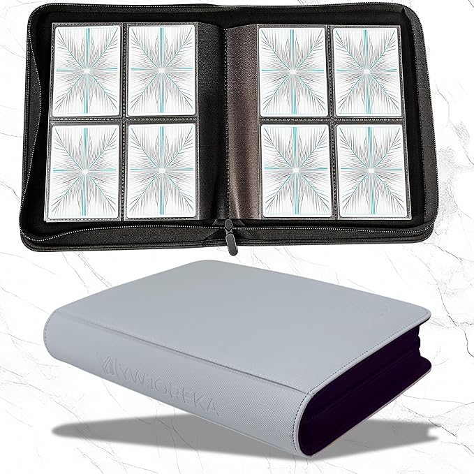 Toploader Binder 4 Pocket, Holds 128 Toploaders, Double-Sided Card Storage Binder for 3" x 4" Rigid Cards, PU Leather Album for Trading Cards & Sports Cards(white)