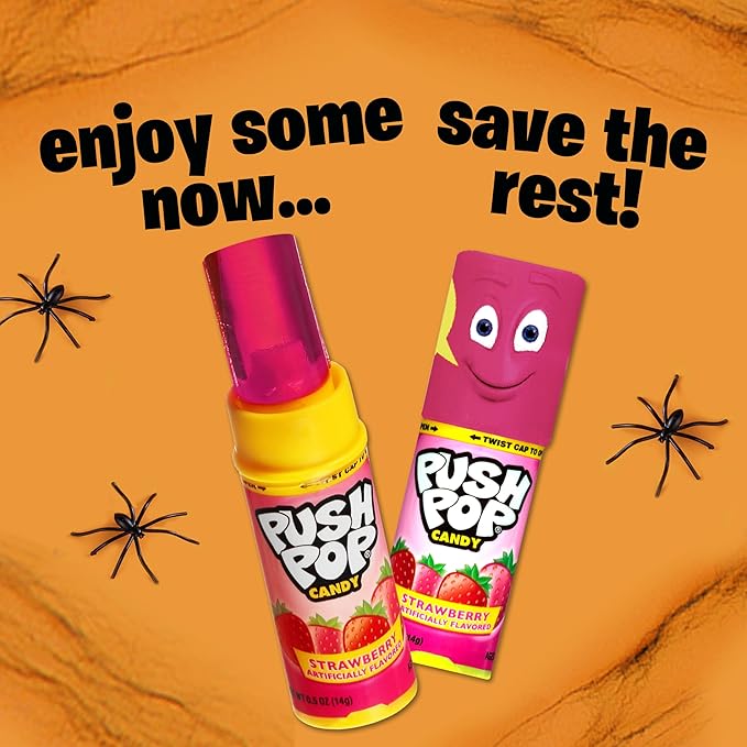 Push Pop Halloween Candy Variety Pack, 10 Ct Lollipops Individually Wrapped in Fruity Flavors, Bulk Individually Wrapped Hard Candy, Birthday Party Favors, Trick or Treat, Halloween Bowls, Kids Gifts