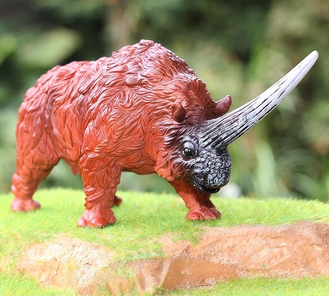 Gemini&Genius Ancient Rhino Action Figure Toy, Rhinoceros Toy Figurine Wild Animal Toy, Elasmotherium Animal Toy for Kids (Woolly Rhinoceros)