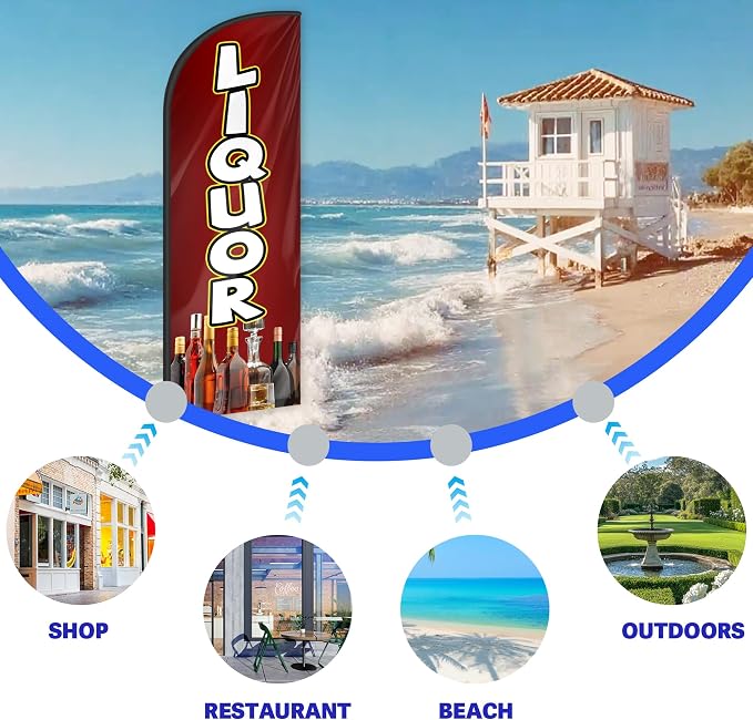 Liquor Feather Flag for Storefronts Fairs,6 FT (Flagpole Not Included) | Business Advertising Flag