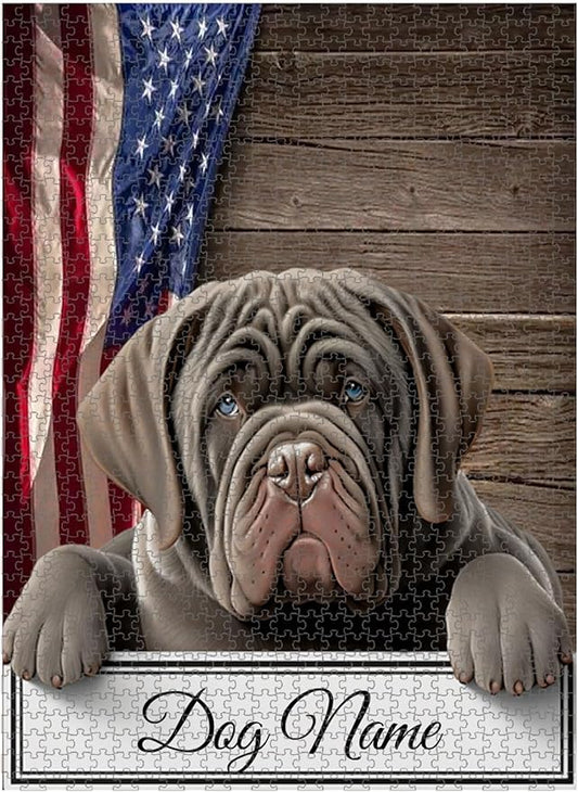 Custom Wooden Jigsaw Puzzles with Your Dog's Name on Neapolitan Mastiff Art Print - 300 500 1000PCS Puzzles Game and Home Wall Decor