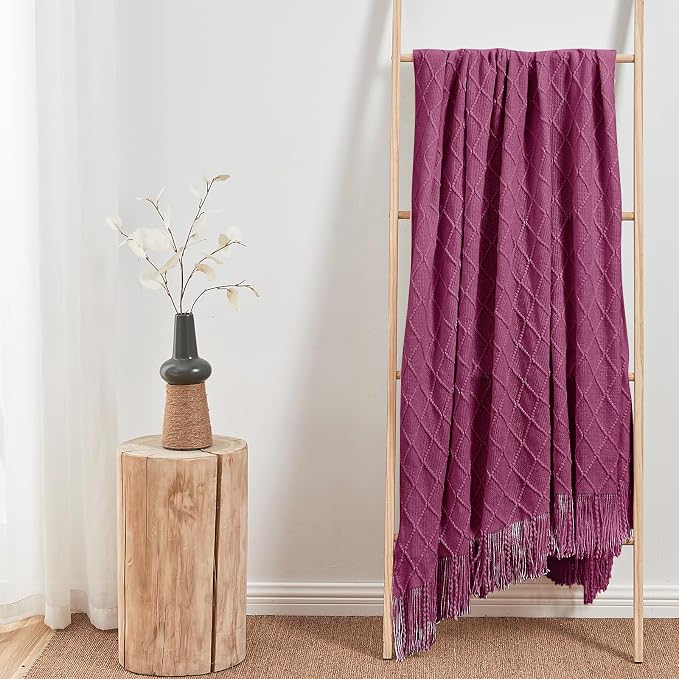 inhand Dusk Knitted Throw Blanket for Couch and Bed, 50"x60" | Gifts for Mom from Daughter Son, Soft Lightweight with Tassel, Farmhouse Warm Decorative Blanket for Women, Cozy Knit