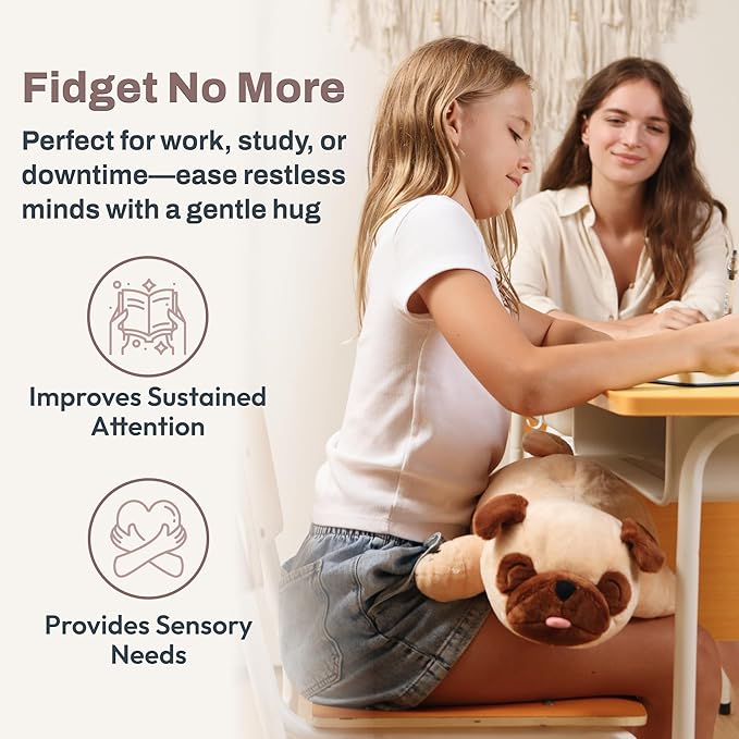 Weighted Stuffed Animals 20" | 5 lbs Pug Dog Plush for Calming Cozy Comfort | Large Weighted Stuffed Animal for Anxiety | Soft Microwavable & Coolable for Sensory Needs & Stress Relief
