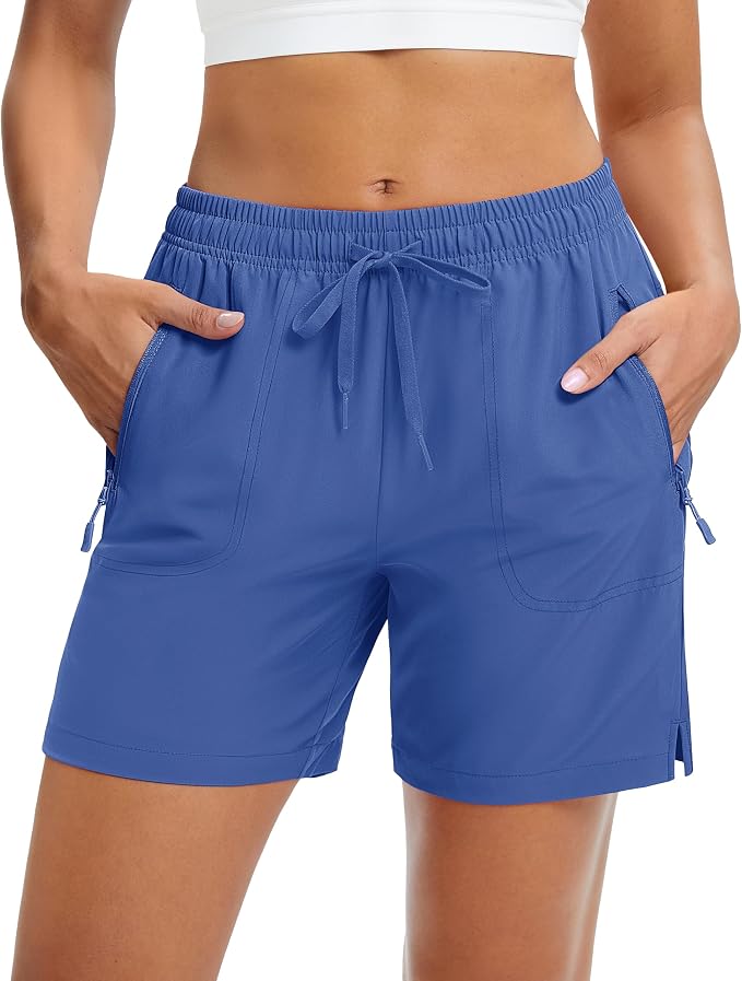 MAGCOMSEN Women's 5" Hiking Shorts UPF 50+ Quick Dry Lightweight Athletic Running Golf Summer Casual Shorts with Pockets