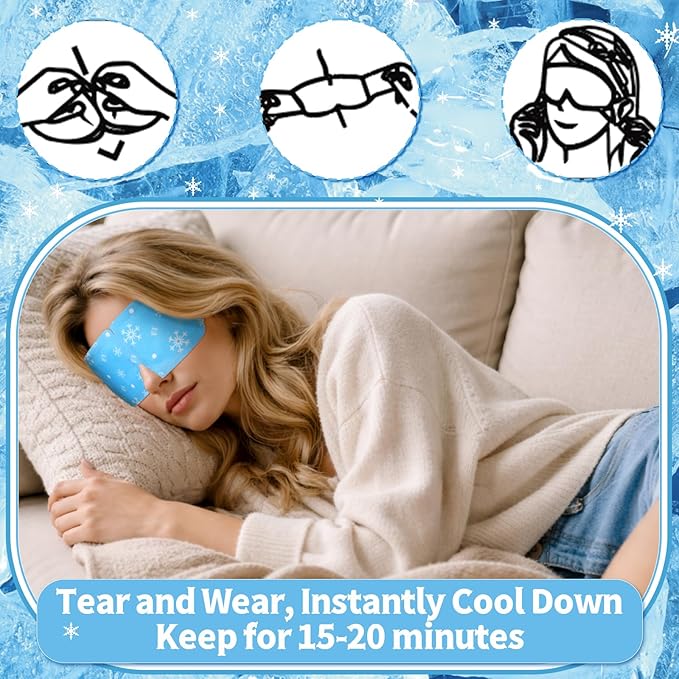 Newcotte 18 Pack Cooling Eye Masks Mint Scented Disposable Hydrogel Eye Patches for Puffy, Dark Circles, Dry Eyes Cooling Sensation Individually Wrapped Travel Size Relaxation Gifts for Men Women