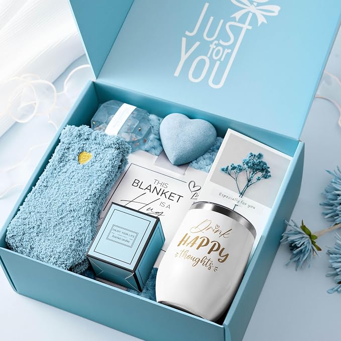 Get Well Soon Gifts Baskets for Women Birthday Unique with Blanket | Luxury Ocean Spa Self Care Package, Christmas Thinking of You Inspirational Relaxing Gift Set for Woman