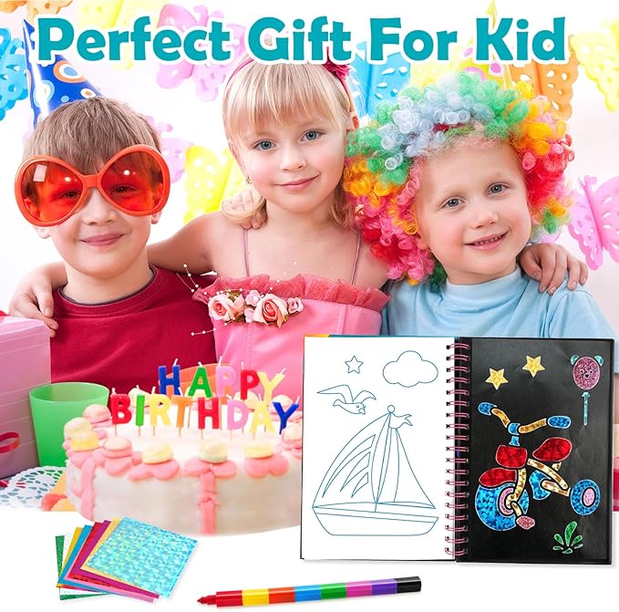 FUNNYB&G Foil Art Crafts for Kids Ages 4-8: Valentines Crafts for Kids 2026,Birthday Gift for Girls,Art and Crafts Supplies,Party Favors,Creative Toys for Girls Boys 4 5 6 7 8 9 Years Old (Vehicle)