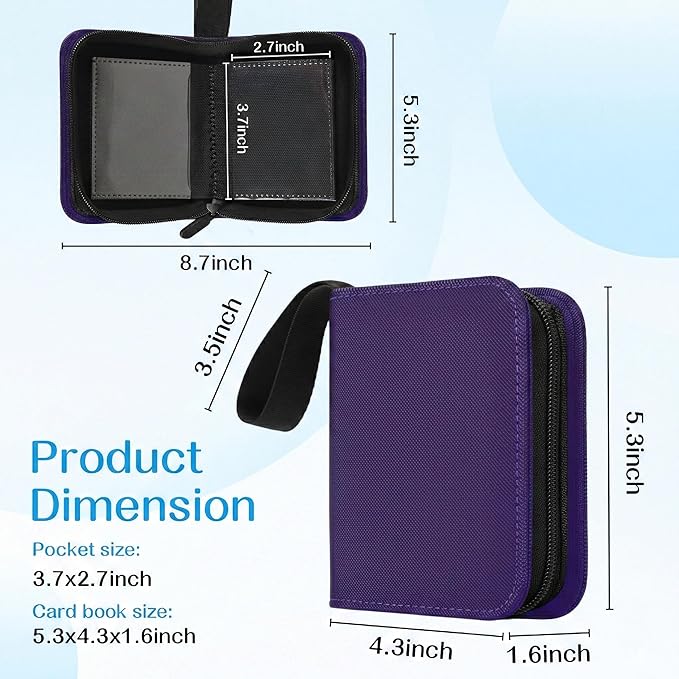 1 Pocket Card Binder–Collectible Trading Card Album, Single Card Holder with 20 Pages, Holds 40 Cards, Side-Loading Mini Binder for TCG, MTG, Sports, Baseball, Football, Small Sports Card Book,Purple