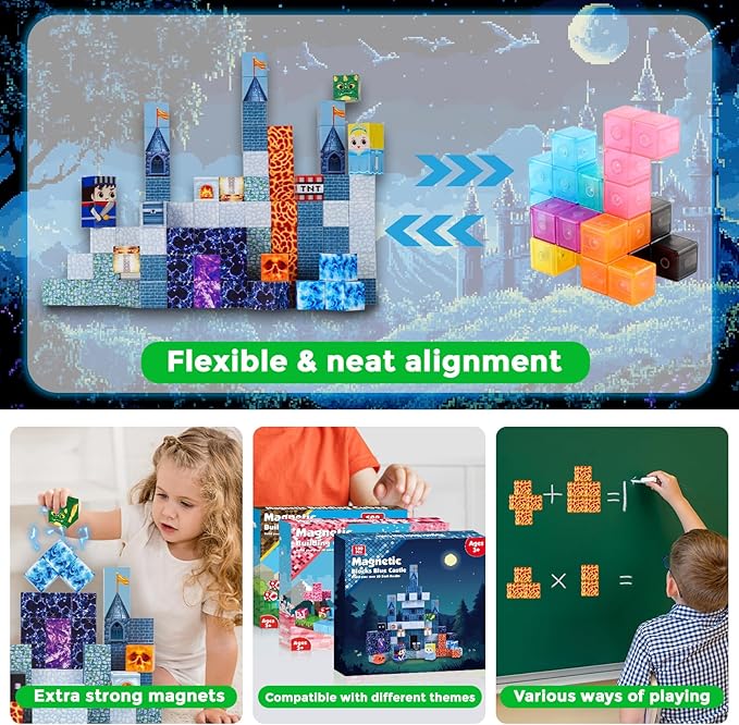Magnetic Blocks - 100 PCS Magnetic Building Blocks - Magnet Cubes Toys Stacking,STEM Montessori Sensory Toys for 3+ Year Old Boys & Girls Birthday Gifts(0.8IN/2CM)