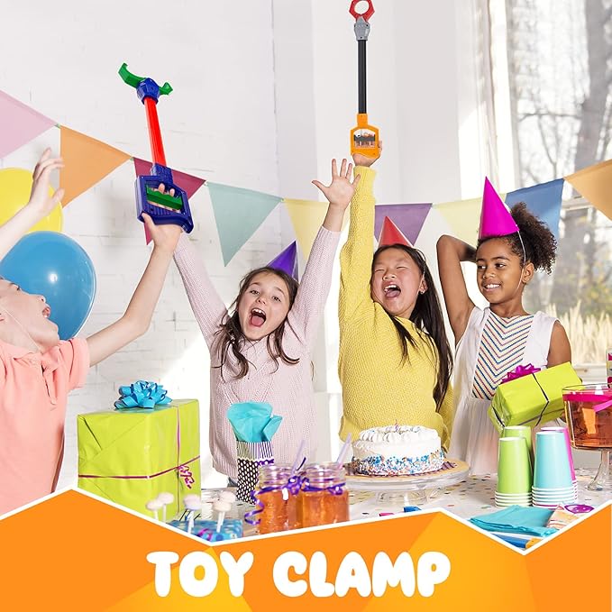 Lewtemi 4 Pcs Interactive Grabber Toy for Kids Claw Robot Arm Pack Reacher Pickup Tool for Boys Girls Children Fun Early Learning and Hand Eye Coordination Play, 18 Inch (Red,Blue,Gray)