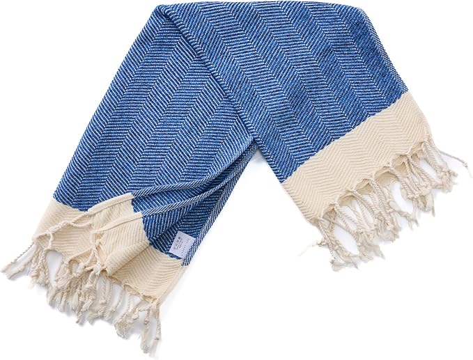 BAY LAUREL Turkish Hand Towel – Pack of 2 | Soft & Absorbent Decorative Towels for Bathroom, Hand, Face, Hair, Gym, Yoga, SPA, Kitchen & Tea | Boho Decor (Royal, Herringbone 15x26 Inches (Set of 2)