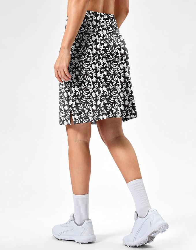 20" Skorts with 3 Pockets | Knee Length, High waisted, Slit Side, Casual, Summer, Travel, Athletic, Tennis, Golf, Skirts for Women